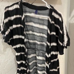 Black and White Striped XS Swim Coverup